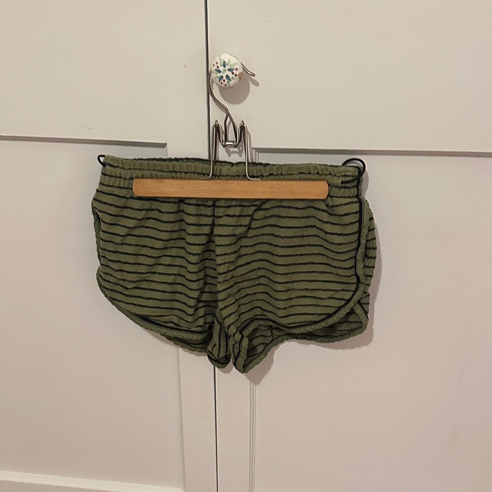 Olive Striped Women's Shorts